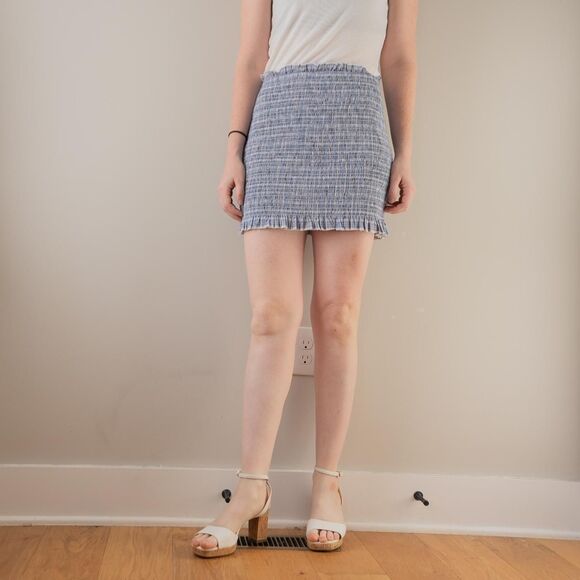Blue Textile Ruffle Mini Skirt Cottage Indie Fairy Short Skirt from After Market - Picture 4 of 8